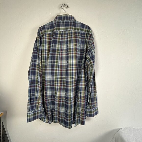 Gitman Bros Kashmyr Mens Plaid Button-Down Shirt 100% Cotton Long Sleeve Blue - Picture 2 of 7